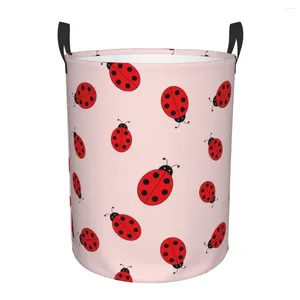 Sacs à linge panier dessin animé coccinelles tissu pliant vêtements sales jouets seau de rangement ménage