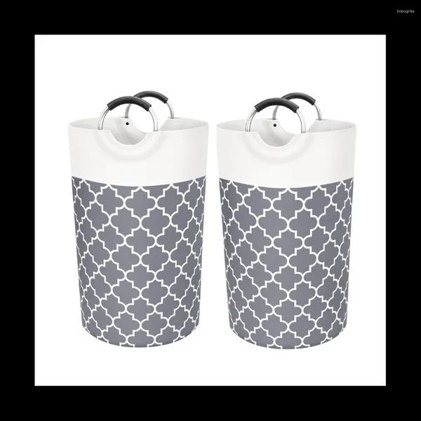 Bolsas de lavandería Cesta Bolsa Bolsa de lavado Bin Ropa plegable Alto con manijas impermeables 2pcs 82L (gris)