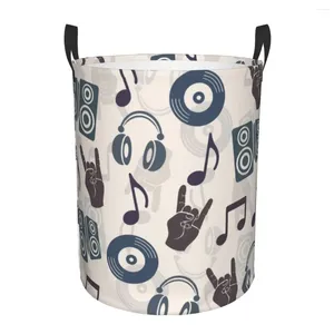 Sacs à linge panier musique casque disque haut-parleurs Notes tissu pliant vêtements sales seau de rangement ménage