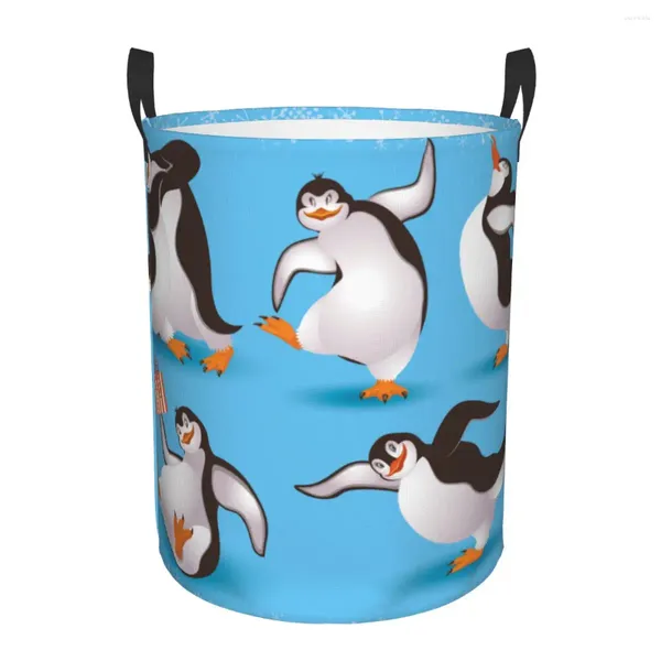 Sac à linge panier pingouins tissu pliant des vêtements sales toys rangement seau maison