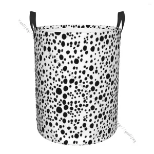 Sac à linge panier rond des vêtements sales rangement pliable Résumé Résumé Organisateur de motif dalmatien