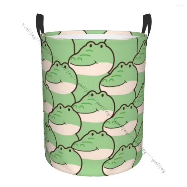 Sac à linge panier rond des vêtements sales rangement pliable mignon mignon smile crocodile face organisatrice