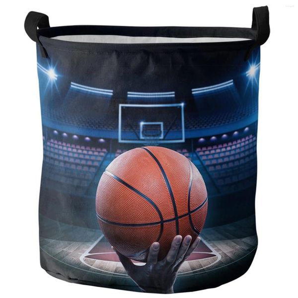 Sacs à linge Basketball Court Playground Primeable Panier de grande capacité Bagure de jouet organisateur de stockage de vêtements de grande capacité