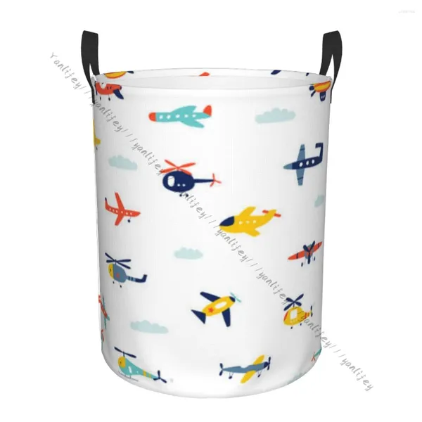 Sacs à linge Panier de salle de bain Avion mignon avion et hélicoptère pliant des vêtements sales Hamper Sac à la maison Rangement