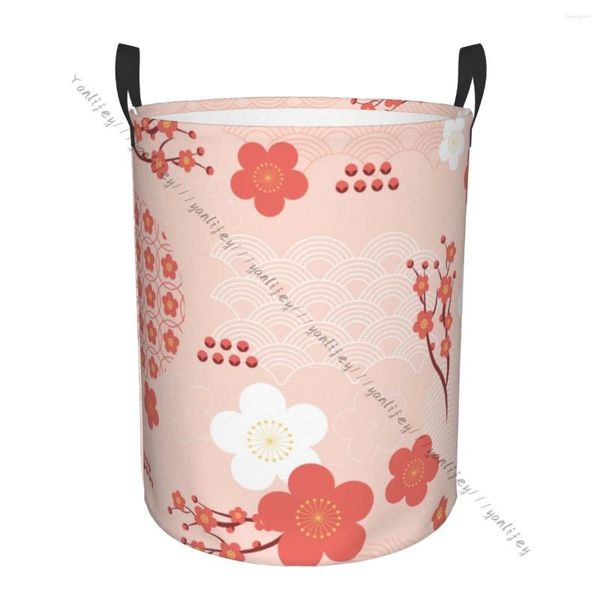 Bolsas de lavandería Cesta de baño Rosa geométrica flor blose plegable ropa sucia bolso de cestería almacenamiento en el hogar