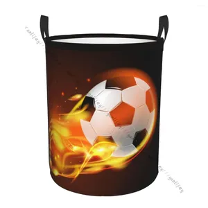 Bolsas de lavandería Cesta de baño Bola de fútbol Fuego Fuego plegable Organizador de ropa