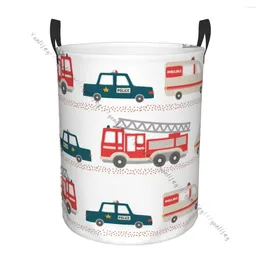 Sacs à linge Organisateur de salle de bain Cartoon Ambulance and Fire Truck Pliant panier panier Laundri Sac pour vêtements Rangement à la maison