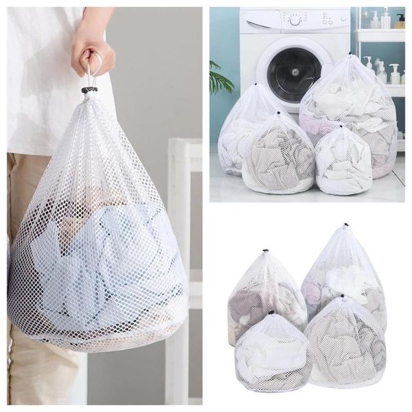 Sacs à linge Organisateur de salle de bain Épaissison sac à mailles lavage de la machine à domicile