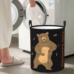 Bolsas de lavandería Bear Music Love Cesta circular de almacenamiento resistente y duradera, ideal para cocinas de ropa