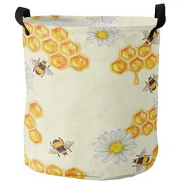 Sacs à linge Bee Honey Fleur jaune sale panier pliable étanche à la maison Organisateur Organisateur