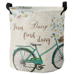 Waszakken Bicycle Daisy Vintage Old Spaper Dirty Basket opvouwbare home Organizer Kleding Kinderspeelgoed opslag