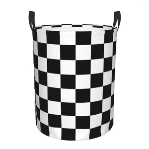 Waszakken zwart -wit dambord patroon mand opvouwbare grote kleding opslag bin geometrische tartan babymand