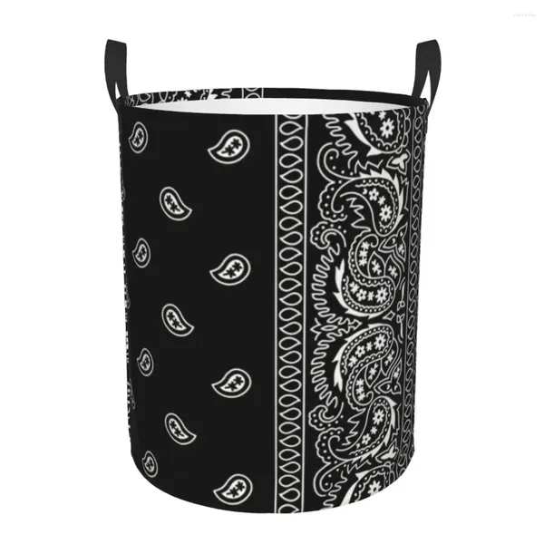 Sacs à linges en noir et blanc paisley chicano bandana greffier grand panier de rangement de vêtements de rangement toys organisateur pour la crèche pour la pépinière