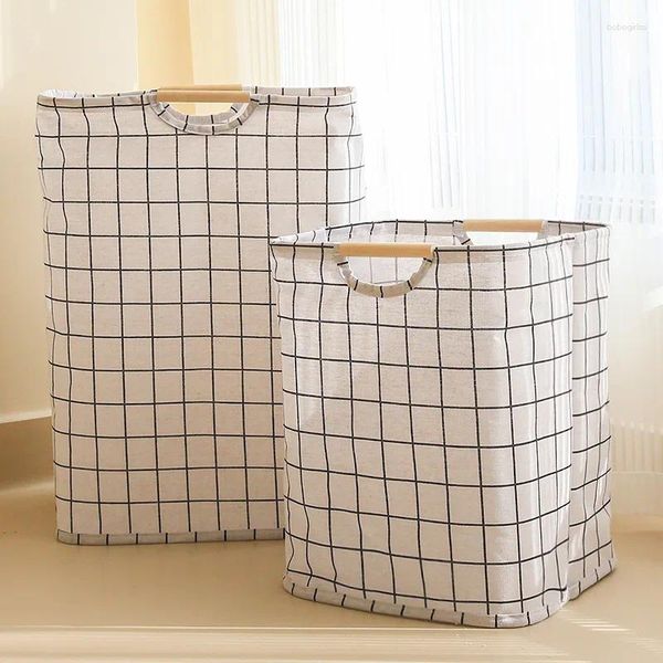 Bolsas de lavandería Blanca Blanca Cesta japonesa Almacenamiento de ropa sucia Pleavado Hamper Bamboo Organizadores de tela con manijas