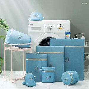 Sacs à linge Sac bleu brodé épaissis pour la machine à laver