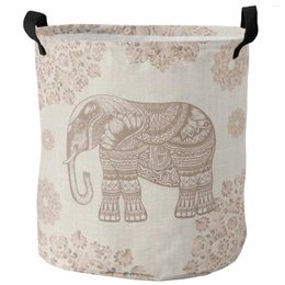 Bolsas de lavandería Bohemian Animal Elephant Patrón de canasta sucia de canasta sucia Organizador de juguetes para niños Cestas de almacenamiento impermeable