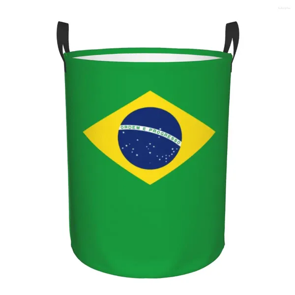 Bolsas de lavandería Brasil Flag Bank Capacidad plegable Almacenamiento de ropa Bin Baby Ben.