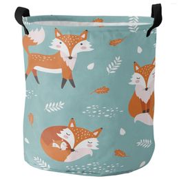 Sacs à linge dessin animé Animal Orange bleu feuilles blanc sale panier pliable maison organisateur vêtements enfants jouet stockage