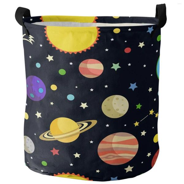 Sacs à linge dessin animé planète univers galaxie panier sale pliable étanche maison organisateur vêtements enfants jouet stockage