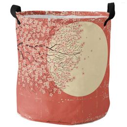 Sacs à linge Cherry Trees Blossom Moon Diry Basket Foldable Imageproof Home Organizer Clothing Children Toy Rangement