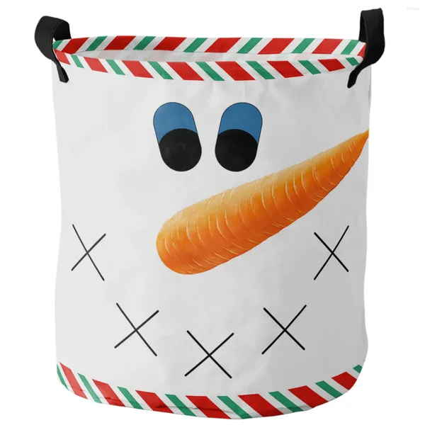 Sacs à linge Christmas Snowman Stripe Stripe Dirty Basker Poldable Home Organizer Clothing Kids Toy Rangement