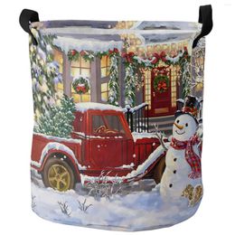 Sacs à linge Christmas de neige camion arbre pliable panier gamin rangement rangement étanche.