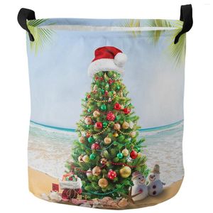 Sacs à linge Christmas Summer Tree Beach Gift Snowman Dirty Basket Poldable Home Organizer Clothing Kids Toy Rangement