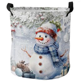 Sacs à linge Christmas Flakes de neige Snowmen Dirk Dirk Baskable Pliable Organisateur Organisateur