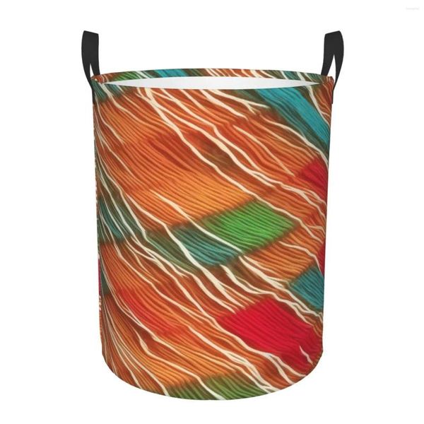 Sacs à linge Lignes colorées Princer Panier circulaire avec poignée Boîte à vêtements de chambre à coucher de rangement imperméable portable