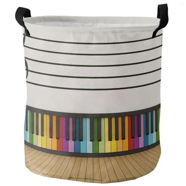 Sac à linge coloré clavier music art sale panier pliable étanche à la maison organisateur organisateur pour enfants rangement