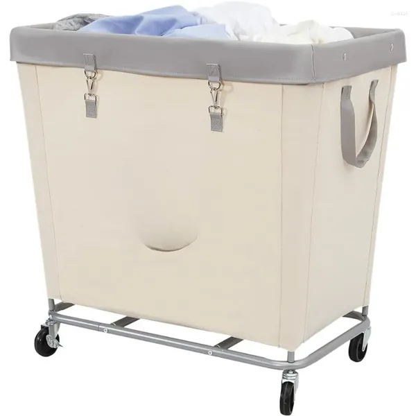 Sacs à linge Hamper commercial avec un cadre de jeu en acier lourd panier de jouets 31.7'l x 19.3'w 30.91''h Home Large beige sales paniers