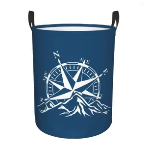 Waszakken Compass Rose Mountain Mountain Large Storage Basket nautical Girls Boys Toy Organizer