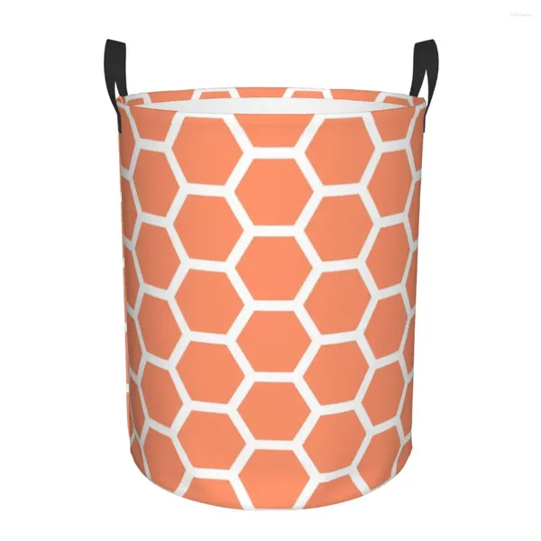 Sacs à linge Corail nid d'abeille motif panier pliable géométrique hexagones vêtements jouet panier bac de rangement pour enfants pépinière