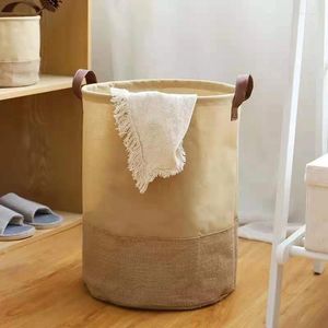 Sacs à linge en coton et lin, panier de rangement Portable, seau de salle de bain, sac pliable pour jouets d'enfants