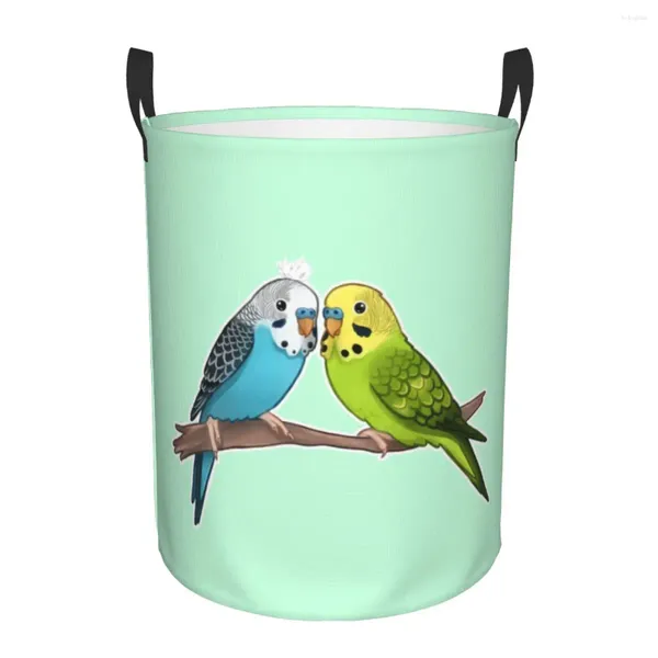 Bolsas de lavandería Cute Budgie Birds Hamper Cesta de almacenamiento grande Parrot Bird Girls Boys Organizador de juguetes