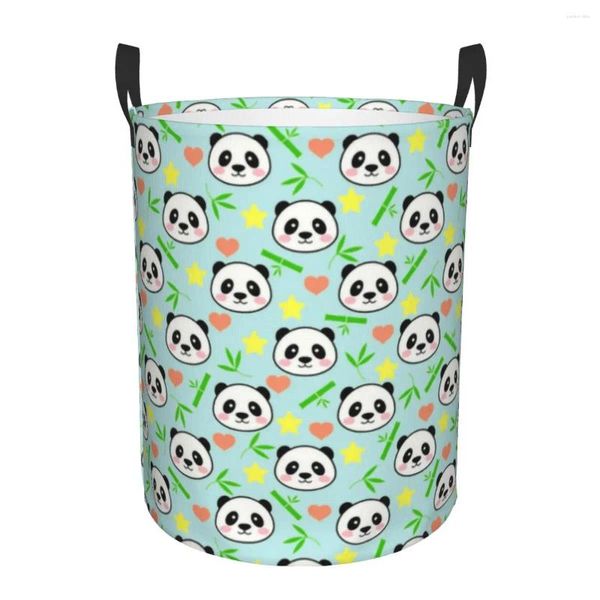 Sacs à linges mignons panier de bambou panda pandable vêtements de jouet ours de rangement de rangement pour enfants pour enfants