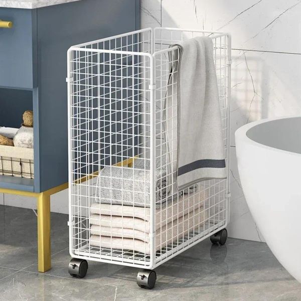 Bolsas de lavandería lindas cestas de hierro plegable baño para casa con ruedas extraíbles al transpirable gran capacidad de yoga estera de yoga almacenamiento