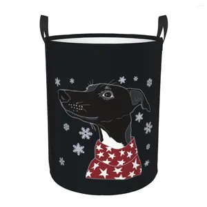 Waszakken schattige winter whippet mand opvouwbare gloeierij greyhound hondenkleding speelgoedmuur opslag bin voor kinderen kwekerij