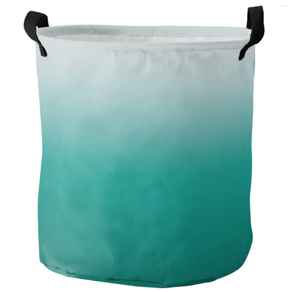 Bolsas de lavandería Cyan Turquoise Gradiente Ombre Cesta plegable Almacenamiento de juguetes Toy Room Organizador de ropa sucia