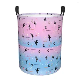 Bolsas de lavandería bailando silueta bailarina cesta grande cesta de almacenamiento ballet baile bailarín para niños organizador de juguetes