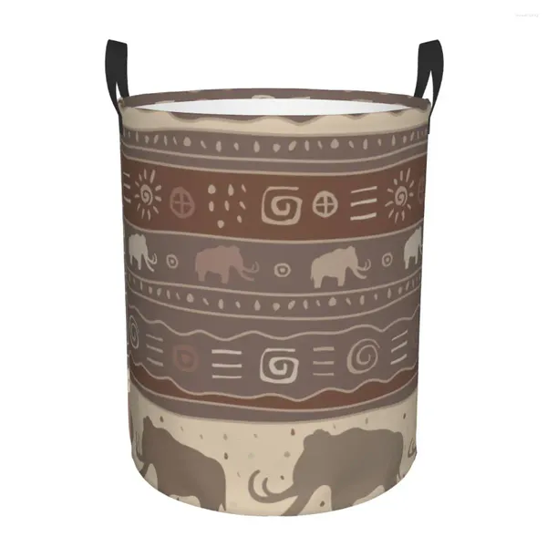 Sac à linge Dirk Basket American Elephant Tribal Tribal Pliage Clothing Ranget Bucket Toy Home Termoproof Organisateur