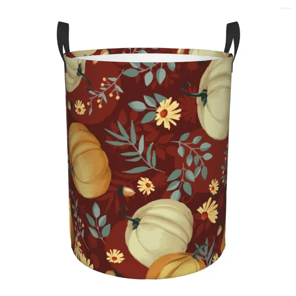 Sacs à linge panier sale automne citrouilles avec tournesols marron pliant vêtements seau de rangement jouet maison organisateur étanche