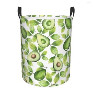 Waszakken vuile mand avocado's en bladeren aquarel vouw kleding opslag emmer speelgoed Thuis waterdichte organisator