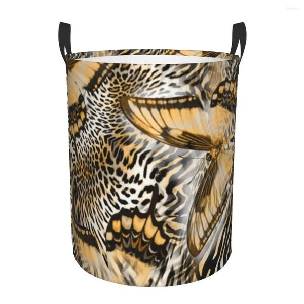 Sacs à linge Dirket panier papillon serpent léopard peau pliage de rangement rangement Bucket jouet maison organisateur imperméable