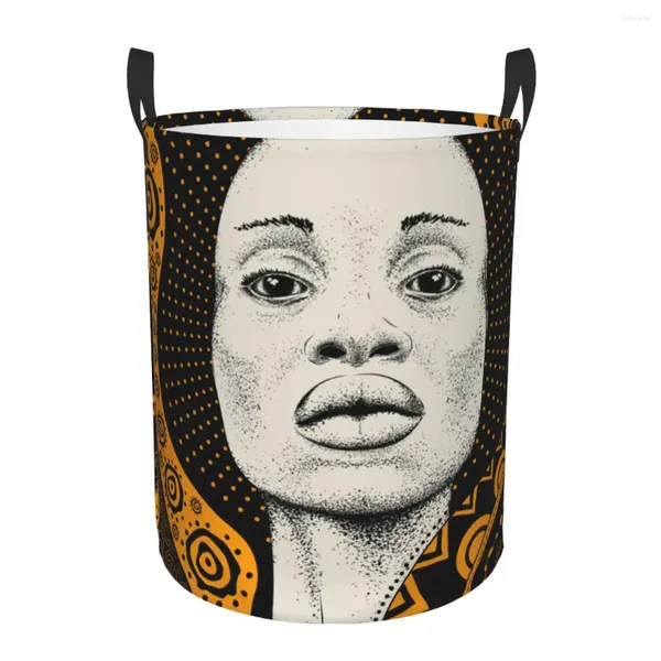 Sacs à linge Dirket panier ethno africain fille tribal arrière-plan pliage de rangement de rangement Bucket Toy Organisateur imperméable