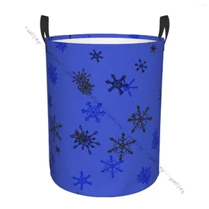 Sacs à linge panier sale pliable organisateur bleu hiver flocons de neige vêtements panier rangement à domicile
