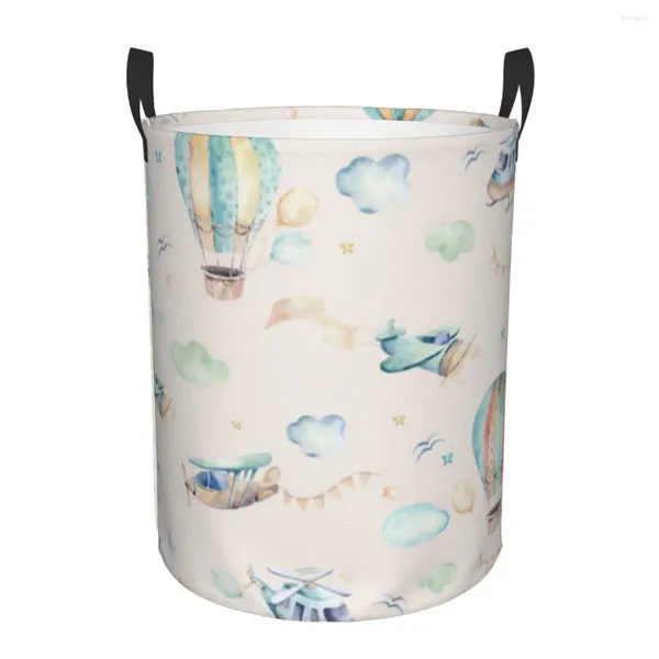 Sac à linge Scène du ciel sale avec avions des vêtements pliants rangement de rangement Bucket Toy Organisateur imperméable