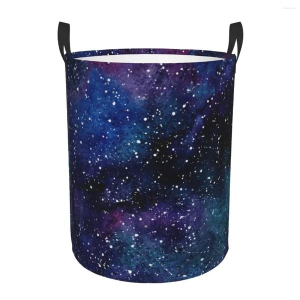 Sacs à linge panier sale aquarelle galaxie ciel nocturne avec étoiles pliant vêtements seau de rangement jouet maison organisateur étanche