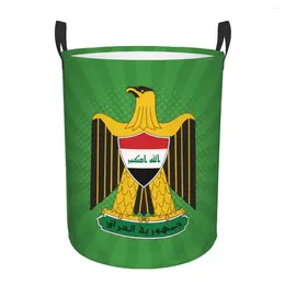 Sac à linge Emblème de Basket Irak Basket plitable Iraki Flag Eagle Clothes Hamper For Nursery Kids Toys Storage Bin