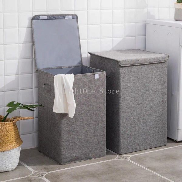 Bolsas de lavandería recipientes de almacenamiento de tela caja de lino de algodón plegable en la cocina lavable